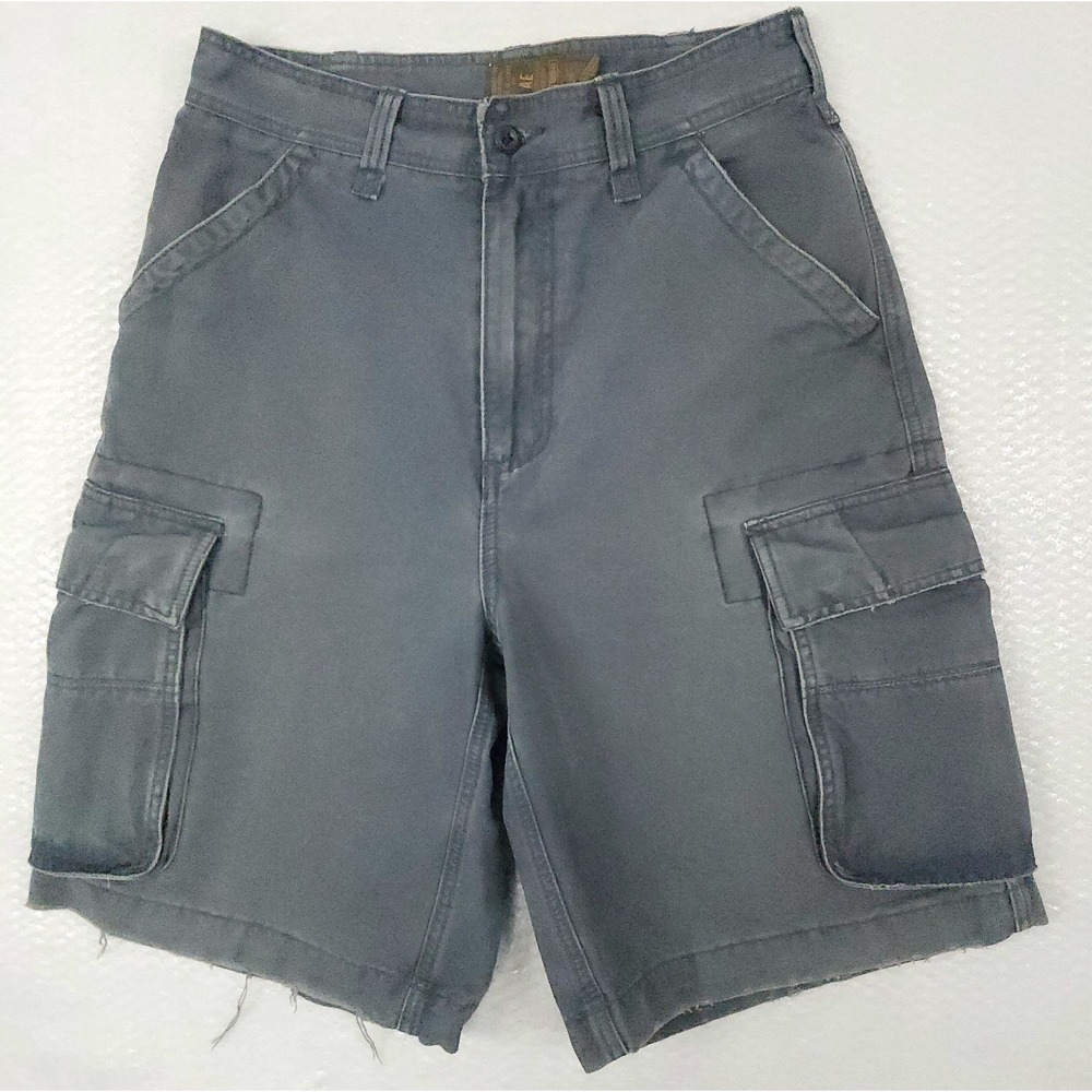 Vintage Y2K American Eagle Cargo Shorts Gray Faded Distressed Heavyweight Canvas